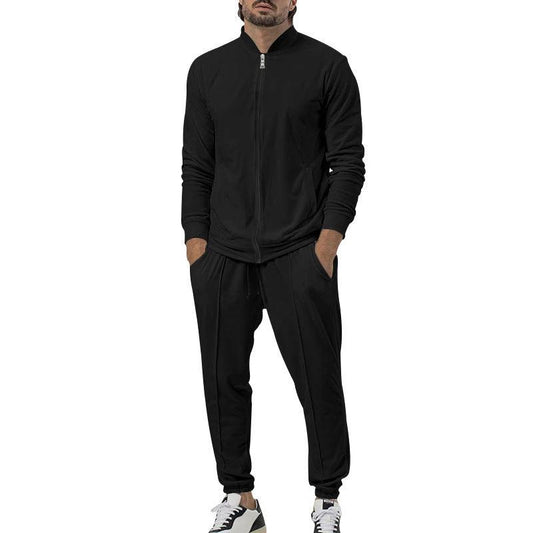 Casual Zipper Long Sleeve Men's Coat Trousers Suit by GJG Denim