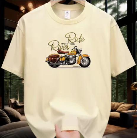 Men's Motorcycle Pattern Printed T-shirt by GJG Denim