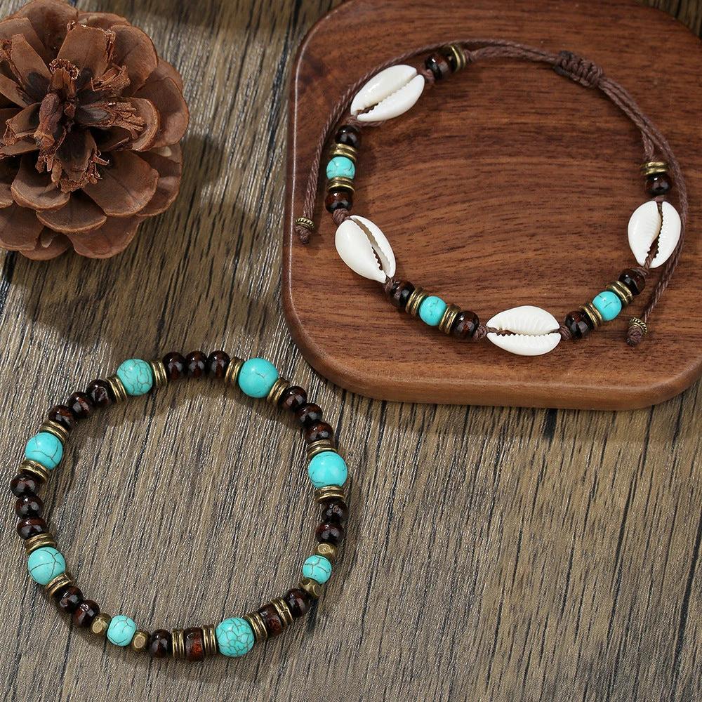Retro Men's Coconut Wood Multi-Layer Stackable Bracelet Set by GJG Denim