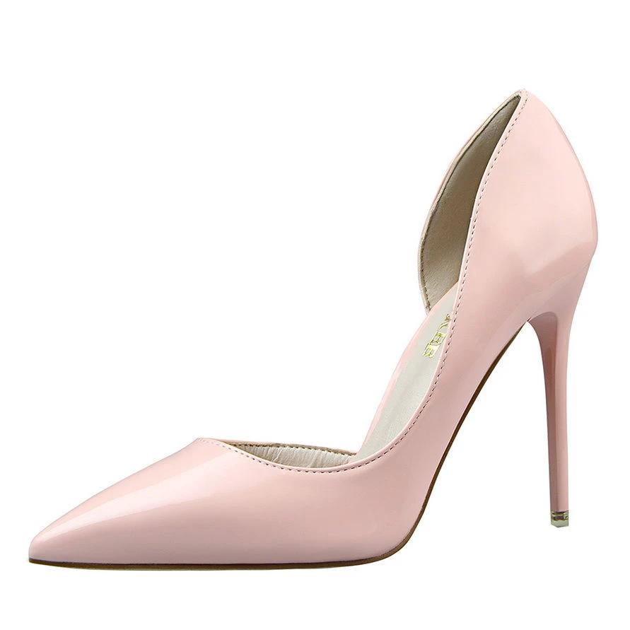 Womens Pumps Shoes Dorsay High Heels Pointed Toe Patent Leather by GJG Denim