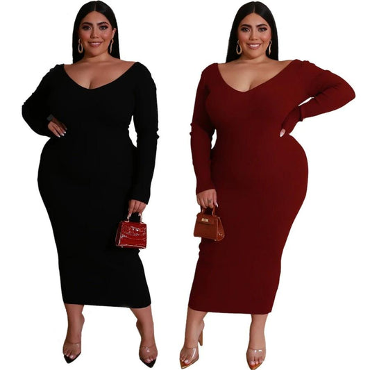 Plus size V-neck dress by GJG Denim