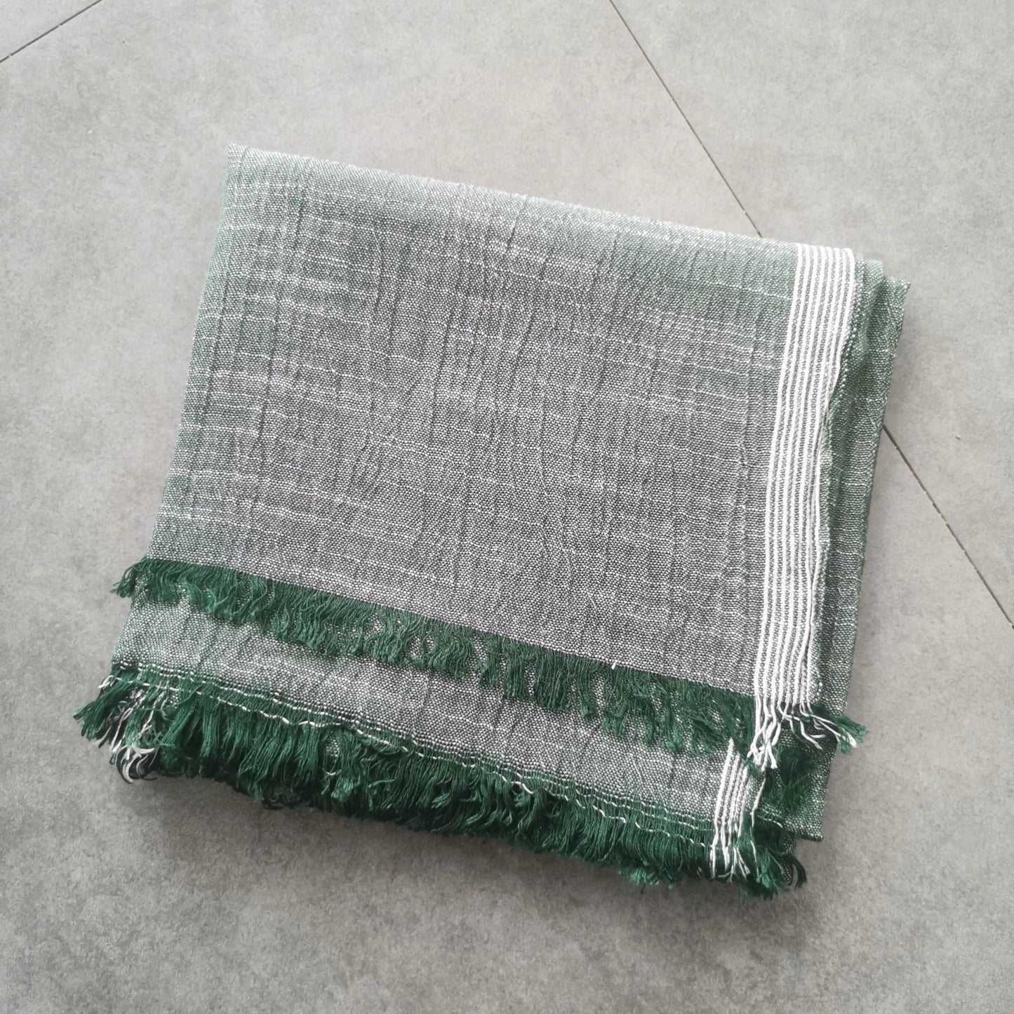 Thin Striped Solid Color Cotton And Linen Scarf by GJG Denim