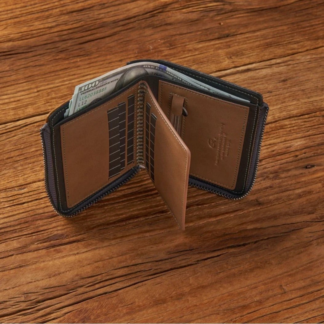 Men's Multi-functional Short Zipper Wallet by GJG Denim