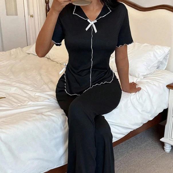 Womens Casual Top And Pants Pajama Set by GJG Denim