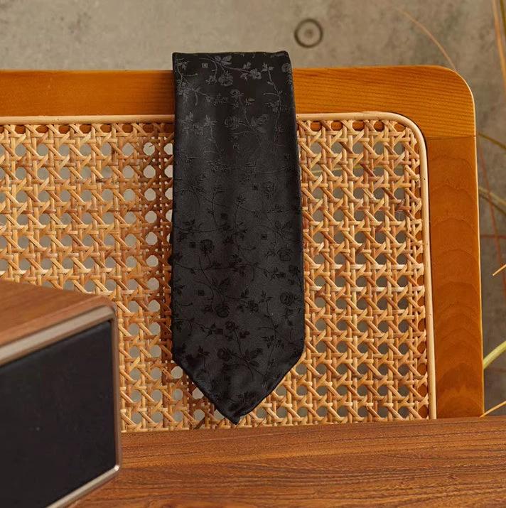 Three-fold Roll Wool Lining Handmade Tie Silk Jacquard Businese Suit Accessories by GJG Denim