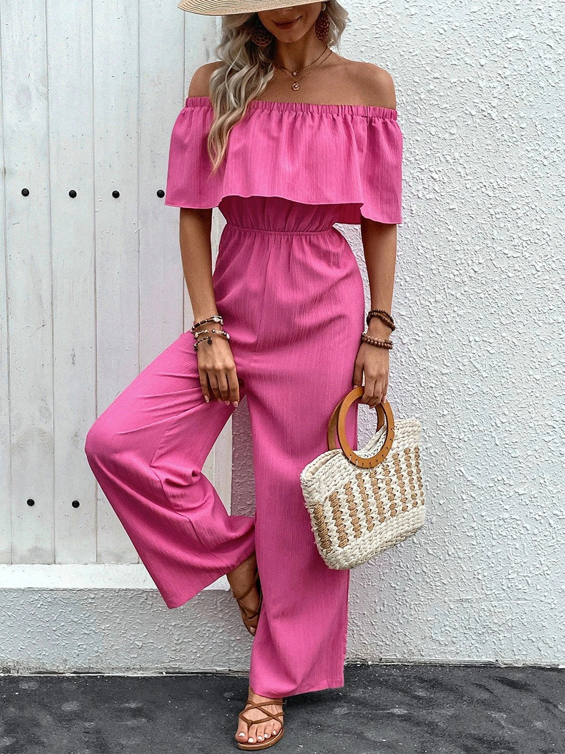 Off-Shoulder Wide Leg Jumpsuit by Lady Ros