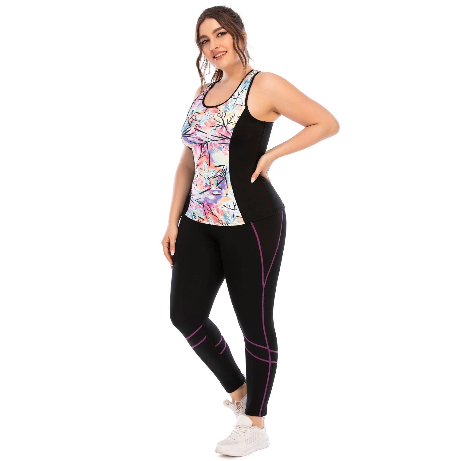 Workout Clothes Suit Plus Size Yoga Clothes Tight-fitting Pants Sports Bra by GJG Denim