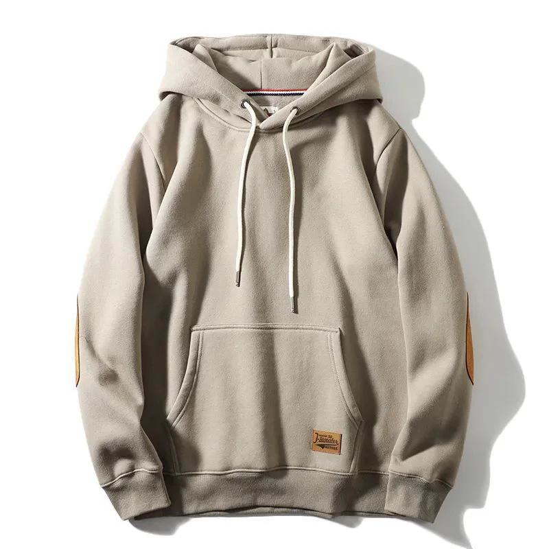 Men's Thick Warm Affixed Cloth Embroidered Hoodies by GJG Denim