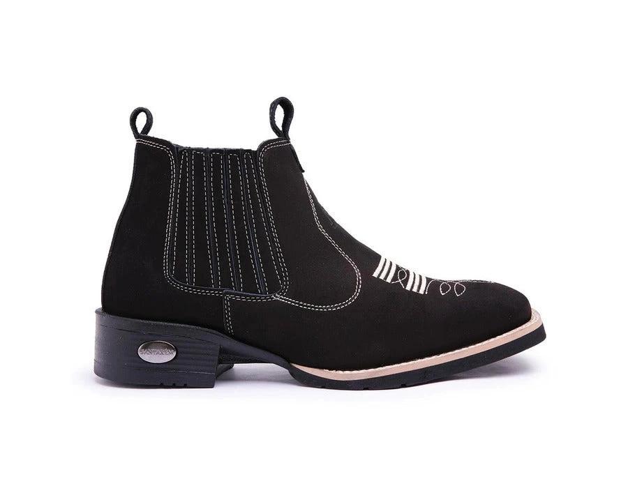 Men's Vintage Suede Flat Heel Round Toe Martin Boots by GJG Denim