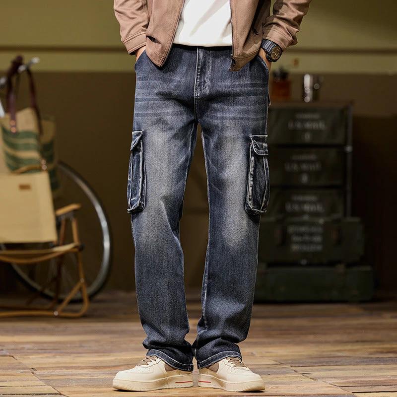 Men's Nostalgic Retro Multi-pocket Jeans by GJG Denim