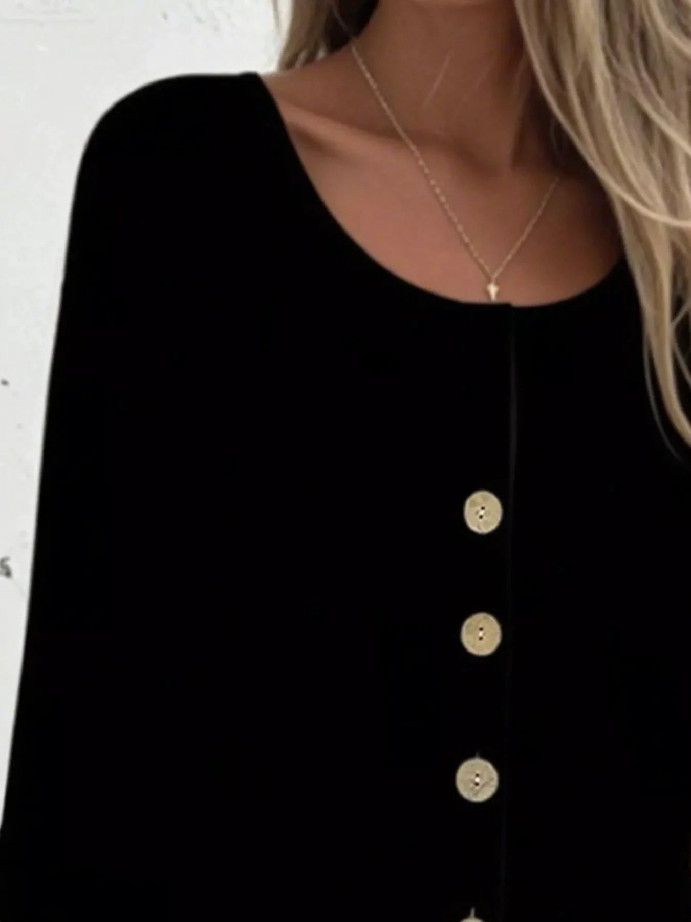 Full Size Button-Front 3/4 Sleeve Casual Blouse Plus Size by Lady Ros