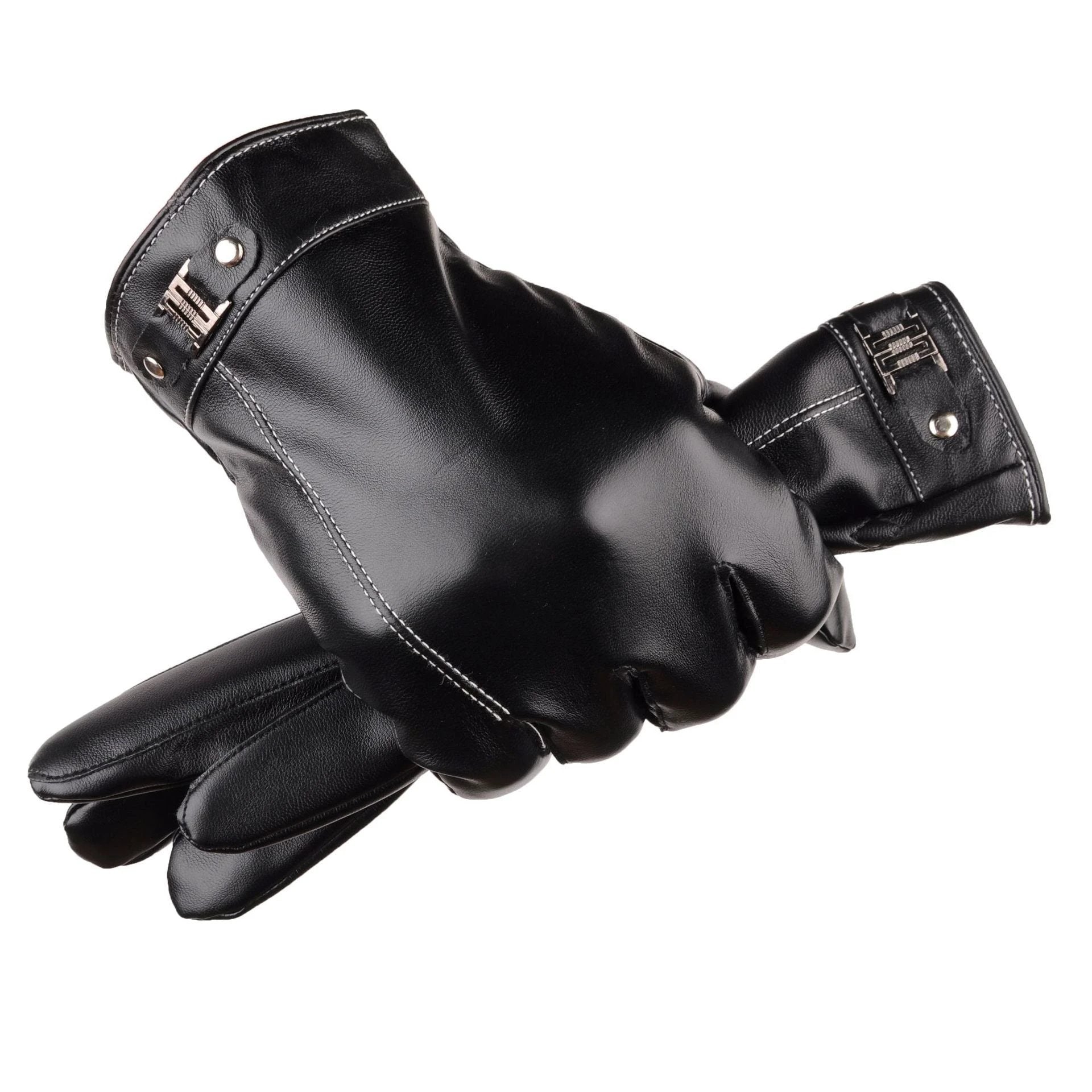Men's Thick Fleece-lined Warm Touch Screen Gloves by GJG Denim