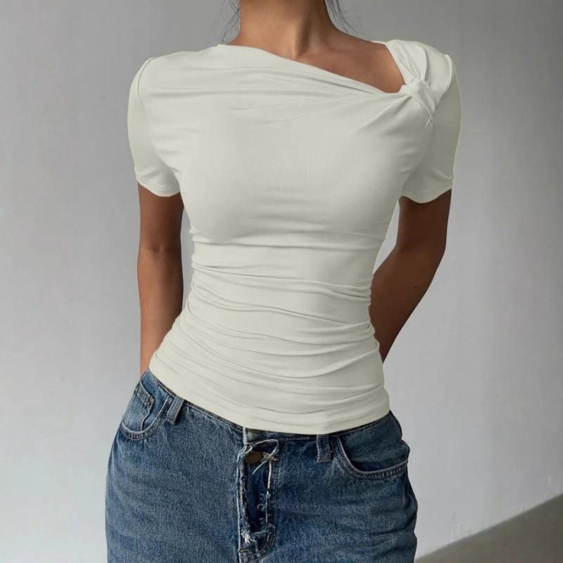 Womens Elegant High-end Off-shoulder Short-sleeve Top by GJG Denim