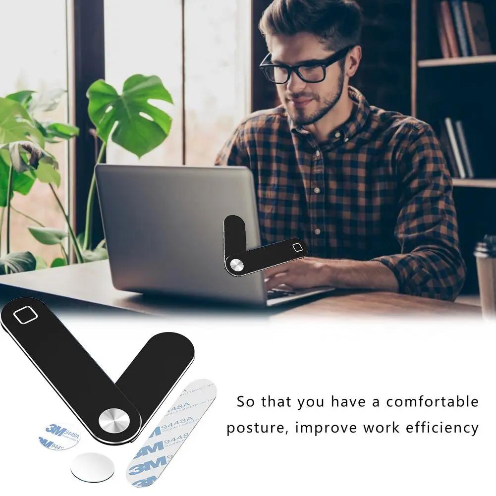 Laptop Phone Holder, Adjustable Laptop Side Mount Clip, Magnetic Laptop Monitor Mount, Computer Laptop Cellphone Stand Foldable Aluminum Expansion Bracket Tablet Clip For Dual Screen by GJG Denim