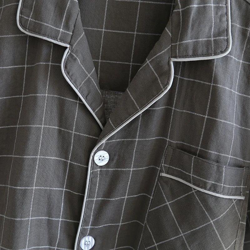 Single-line Plaid Pajamas For Men by GJG Denim