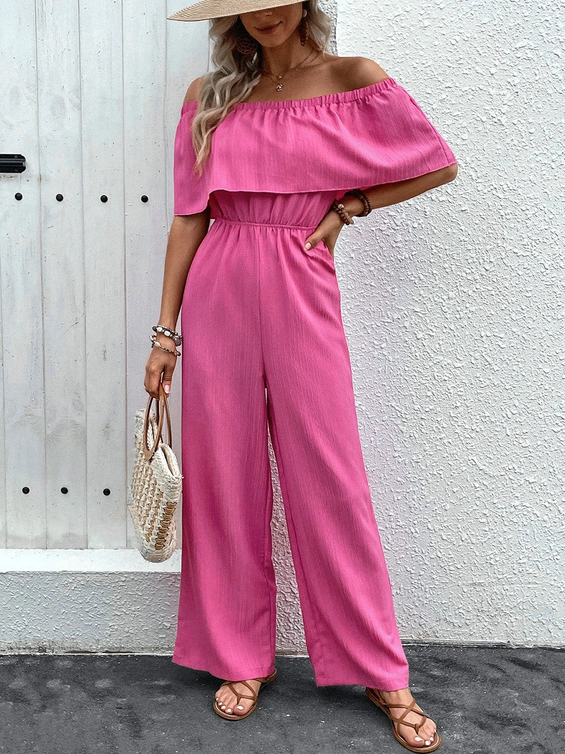 Off-Shoulder Wide Leg Jumpsuit by Lady Ros