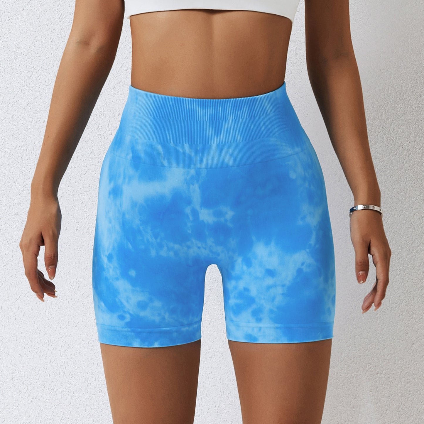 Splash Dyed Seamless Yoga Shorts For Women by GJG Denim
