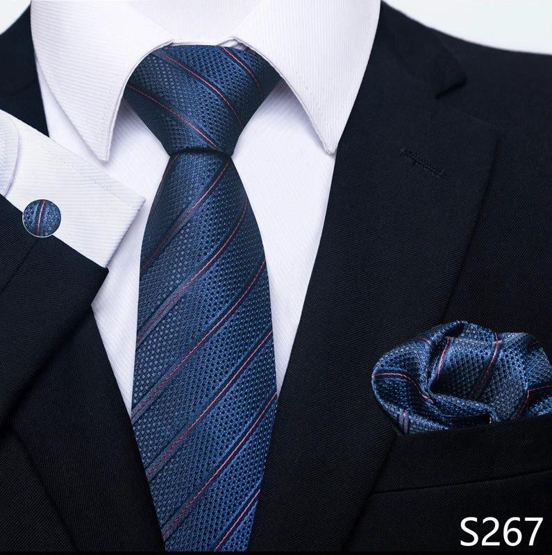Men's Creative All-match Business Formal Wear Tie Scarf Cufflink Set by GJG Denim