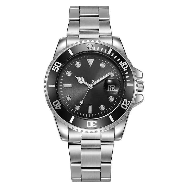 Luminous Solid Steel Strap Single Calendar Men's Watch by GJG Denim