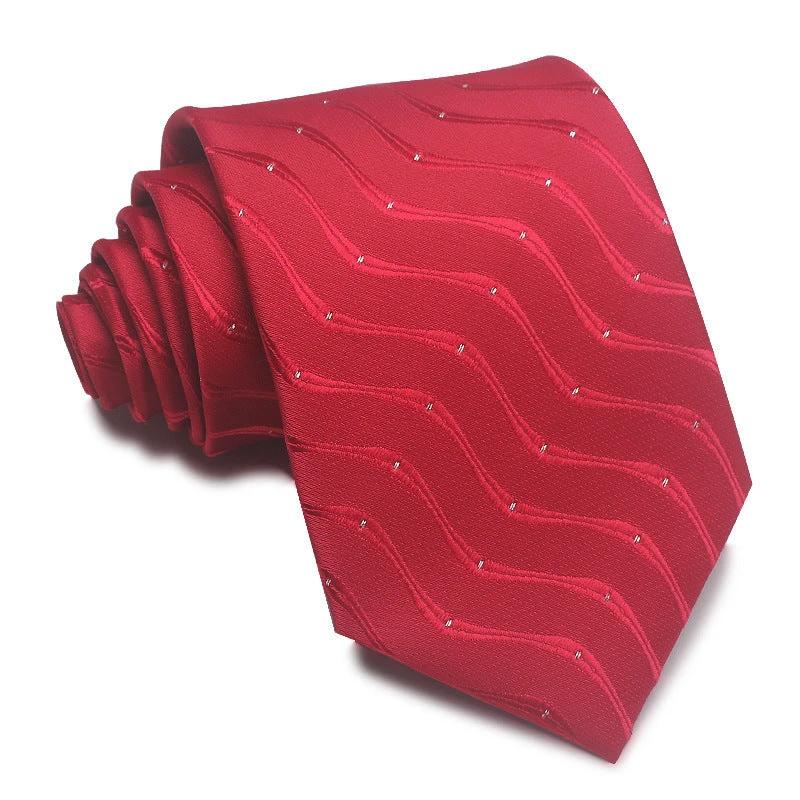 Men's 8CM Polyester Jacquard Striped Ties by GJG Denim