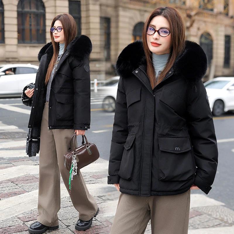 Women's Thickened Fleece-lined Quilted Jacket Cotton Clothes by GJG Denim