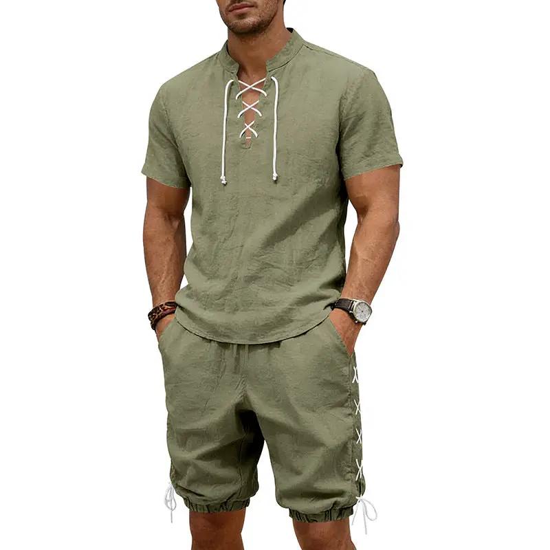 Men's Short-Sleeve Shorts Set by GJG Denim