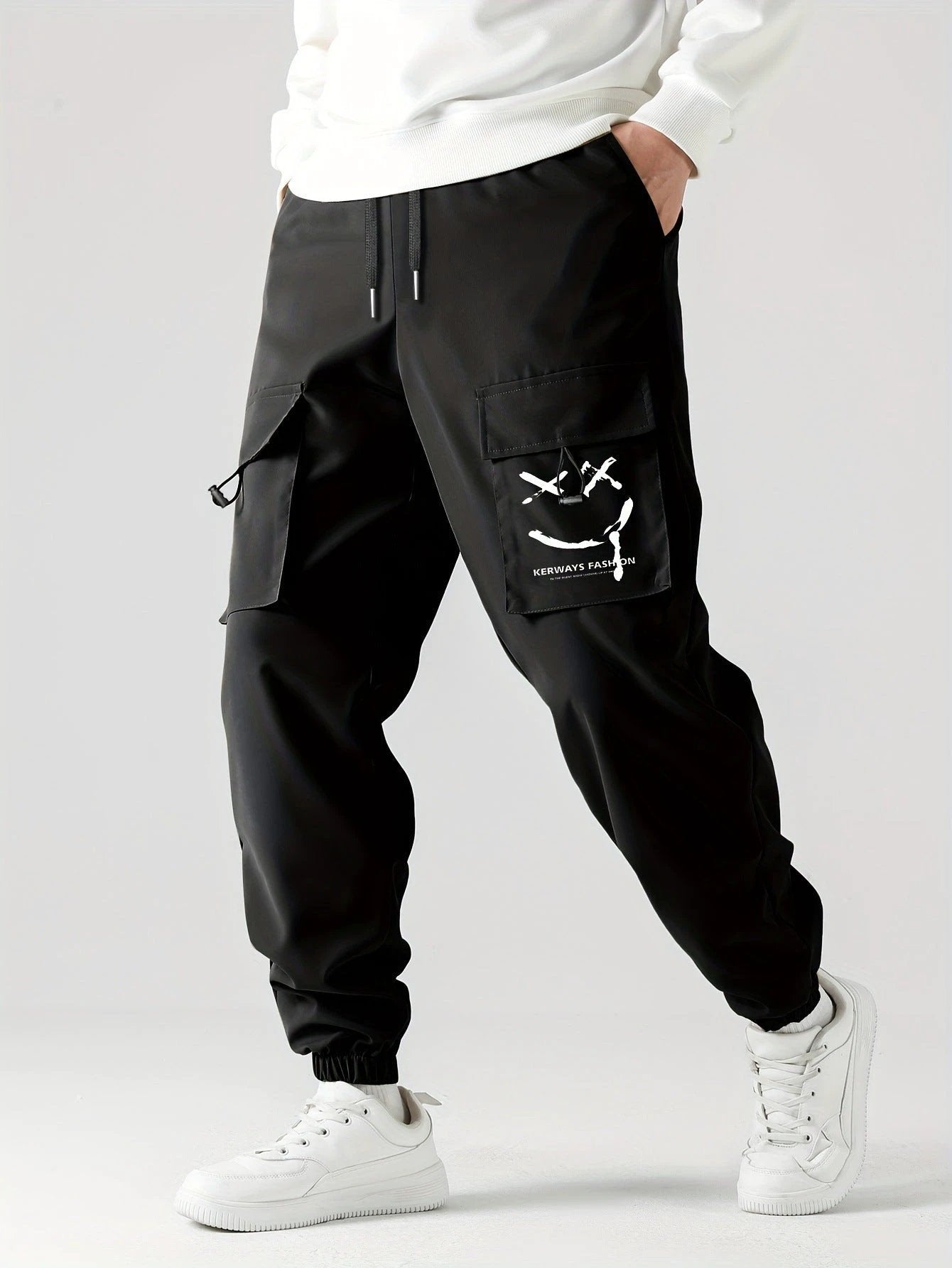 Straight Ankle Tied Wear-resistant Overalls Casual Pants by GJG Denim