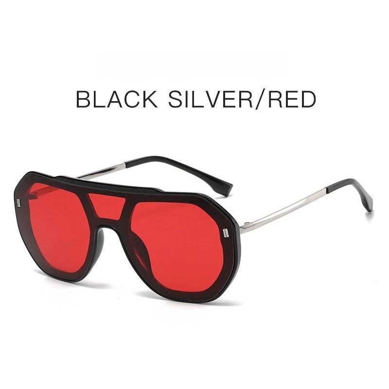 Large-frame Personalized Semi-metal One-piece Sunglasses For Men by GJG Denim