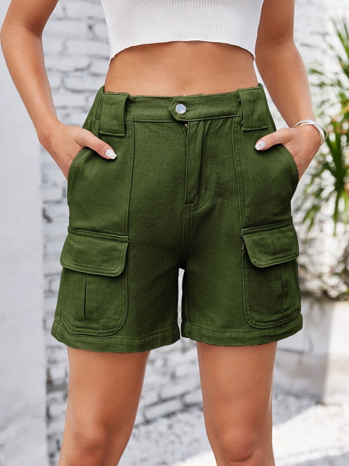High Waist Washed Denim Shorts by Lady Ros