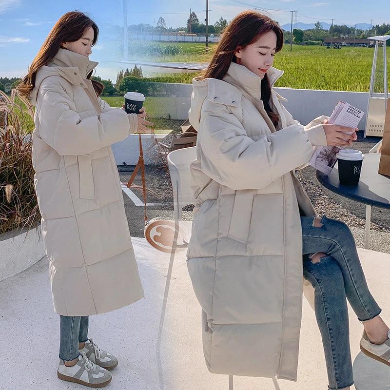Loose Mid-length Puffer Down Jacket For Women by GJG Denim