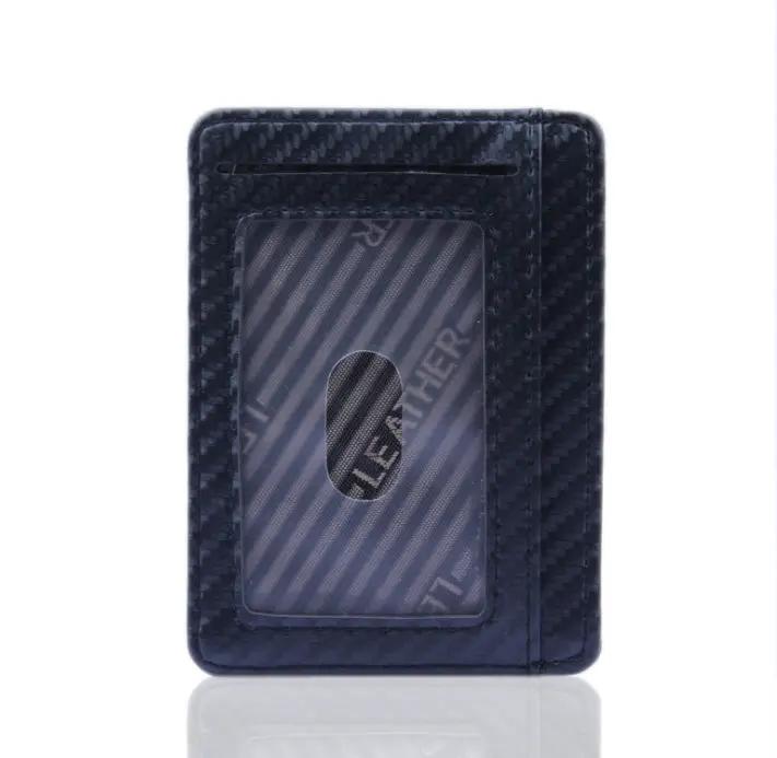 Pu Leather Carbon Fiber Mini Slim Credit Card ID Holder with RFID Wallet For Men by GJG Denim