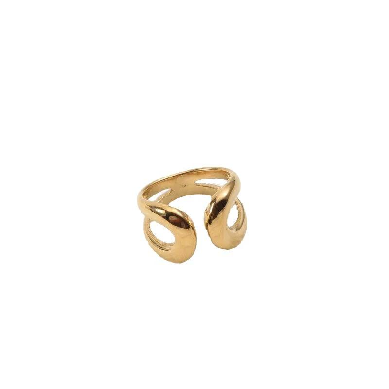 Retro Geometric Open Titanium Steel Ring For Women by GJG Denim
