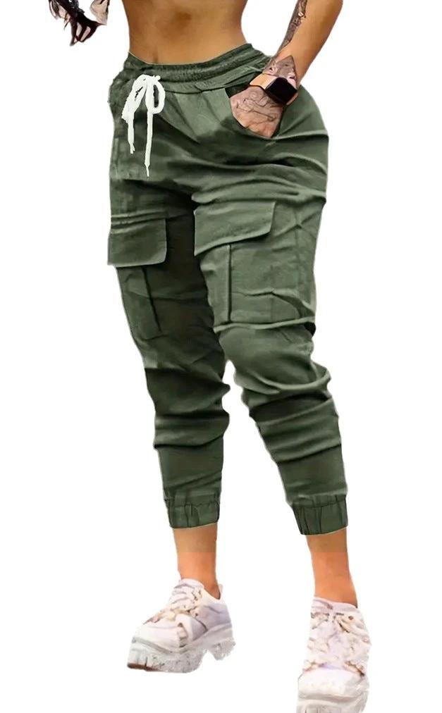 Plus Size Fashion Drawstring Bag Pocket Casual Working Pants by GJG Denim