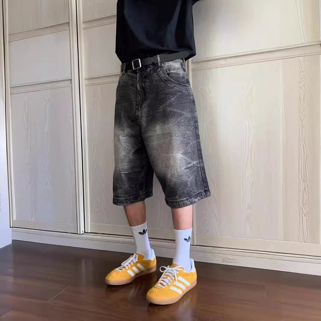 Loose Casual Straight-leg Washed Do The Old Cowboy Shorts Men by GJG Denim