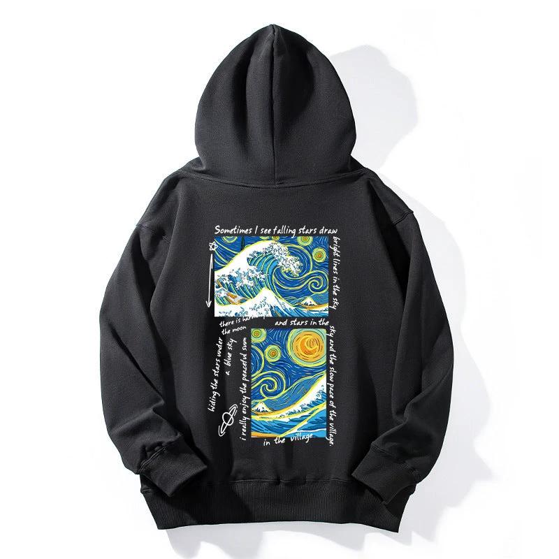 Men's Star Print Hoodie Sweatshirt by GJG Denim