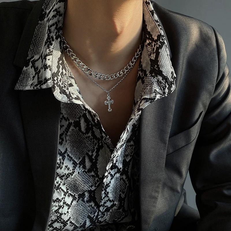 Retro Cross Titanium Steel Necklaces For Men by GJG Denim