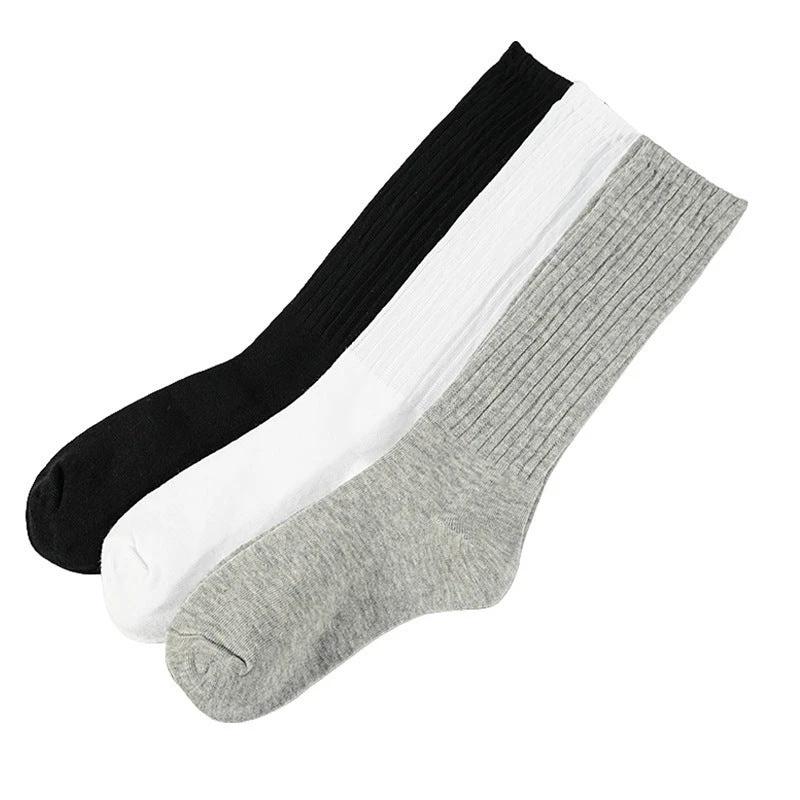 Loose Stockings Spring And Autumn Women's Black, White And Gray Pure Color Socks by GJG Denim