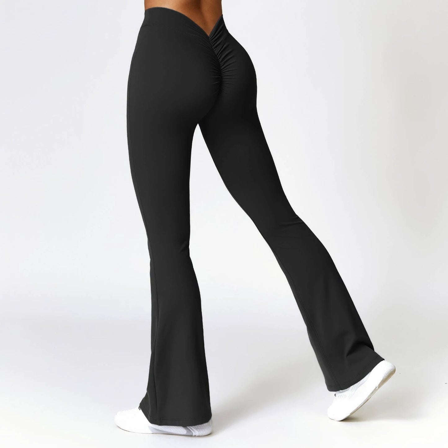 High-waist Quick-drying Fitness Sports Wide Legs Bootcut Trousers by GJG Denim