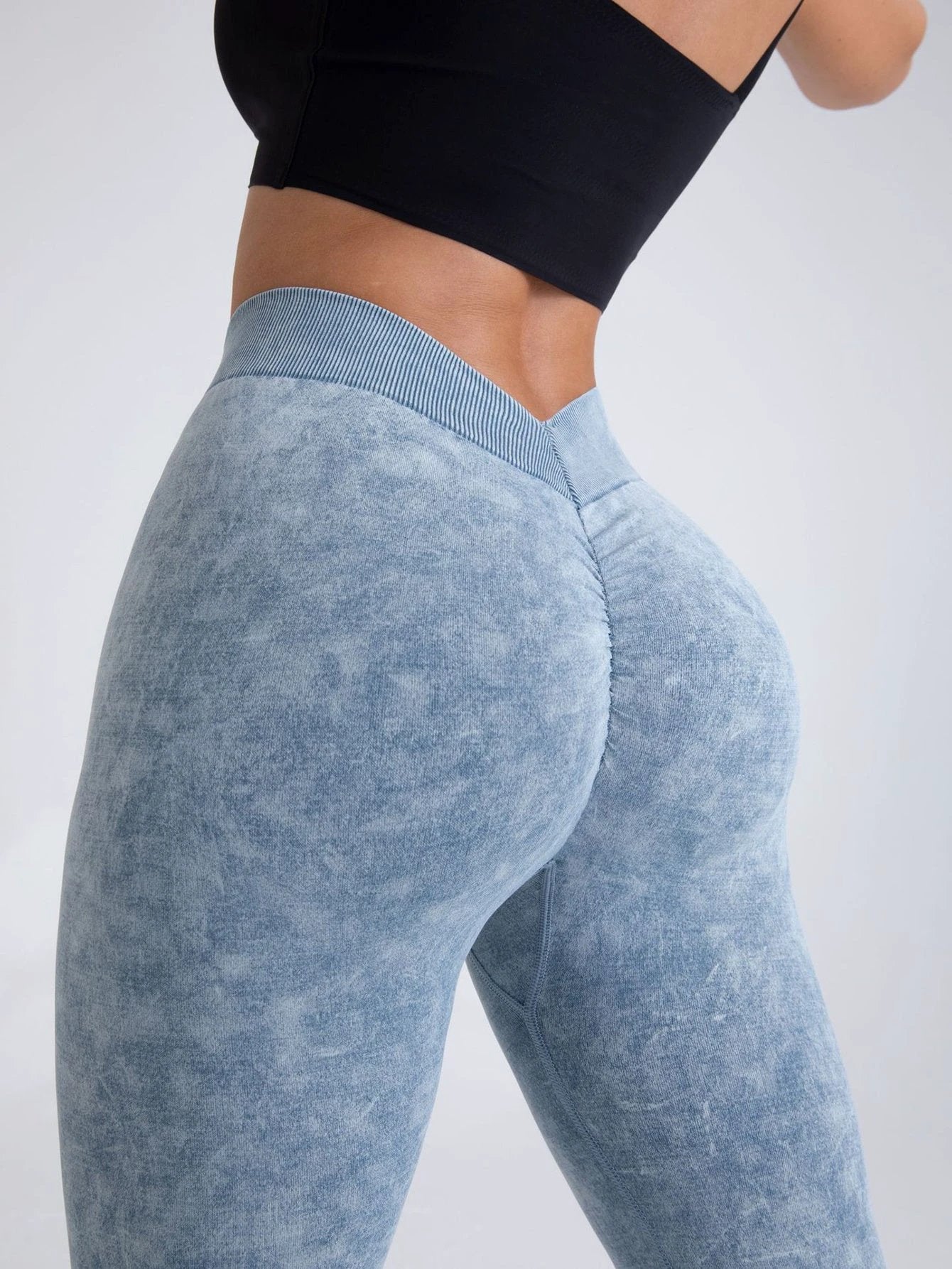 V-Back Scrunch Butt Workout Leggings, Women Seamless Gym Yoga Leggings High Waist Active Yoga Pants, Yoga Leggings High Waist Active Yoga Pants by GJG Denim