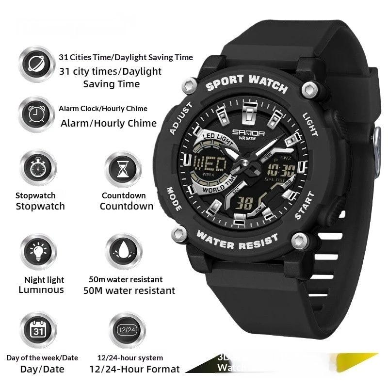 Men's Dual-display Luminous Chronograph Watch For Hiking by GJG Denim