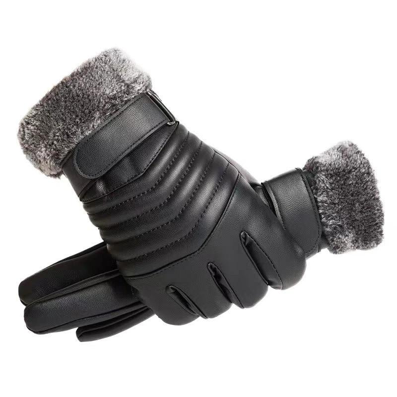 Men's Fleece-lined Thick Windproof Gloves by GJG Denim