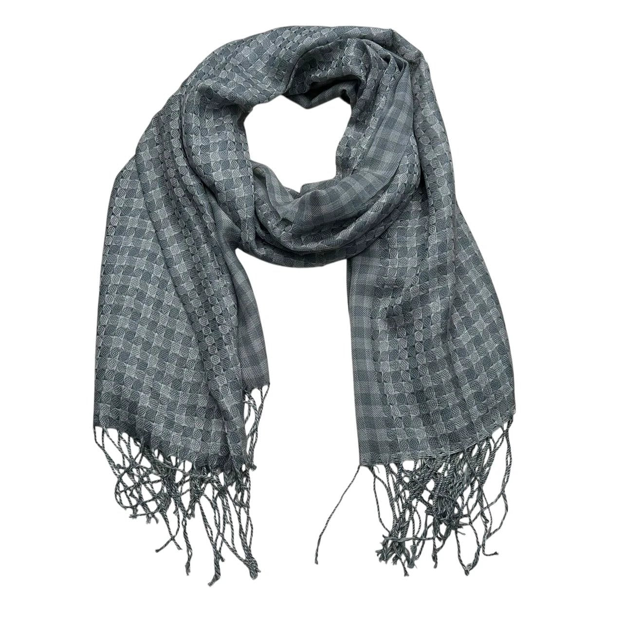 2pcs Deep Fringe Adds Movement Grey Acrylic Scarf With Fringe ,Luxe Look For Evening Wear,Scarf,vacation,daily Life,evening Party,Office Appropriate Subtlety For Women Men by GJG Denim