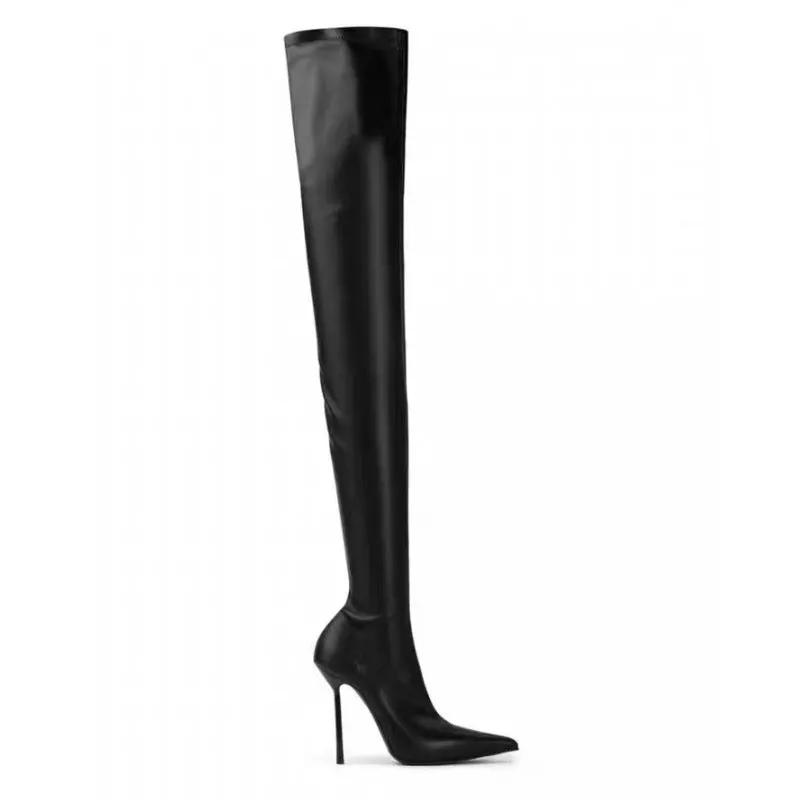 Fashionable Pointed-toe Stiletto Ultra-high-heeled Over-the-knee Plus-size Womens Boots by GJG Denim