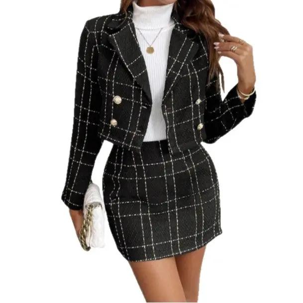 Elegant Blazer And Skirt Set by GJG Denim