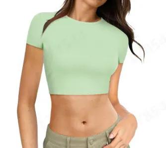 Womens Midriff-baring T-Shirt, Sassy Summer Pullover Top by GJG Denim