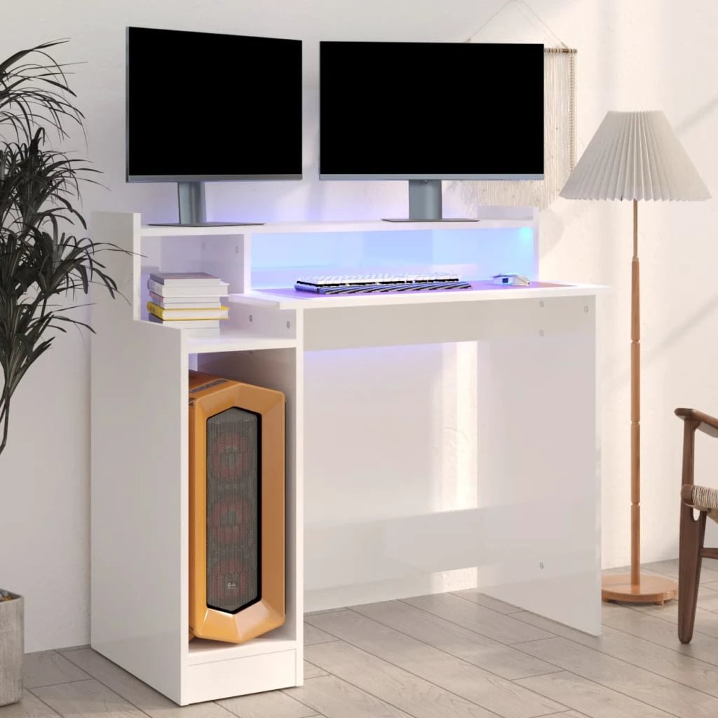 Desk w/LED, Wood Composite Desk by GJG Denim