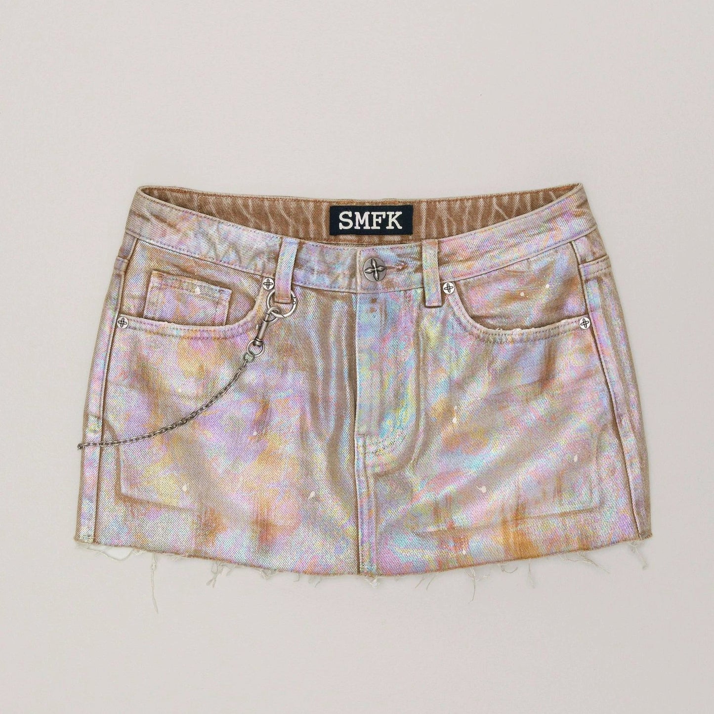 Handmade Wildland Holographic Denim Skirt by GJG Denim