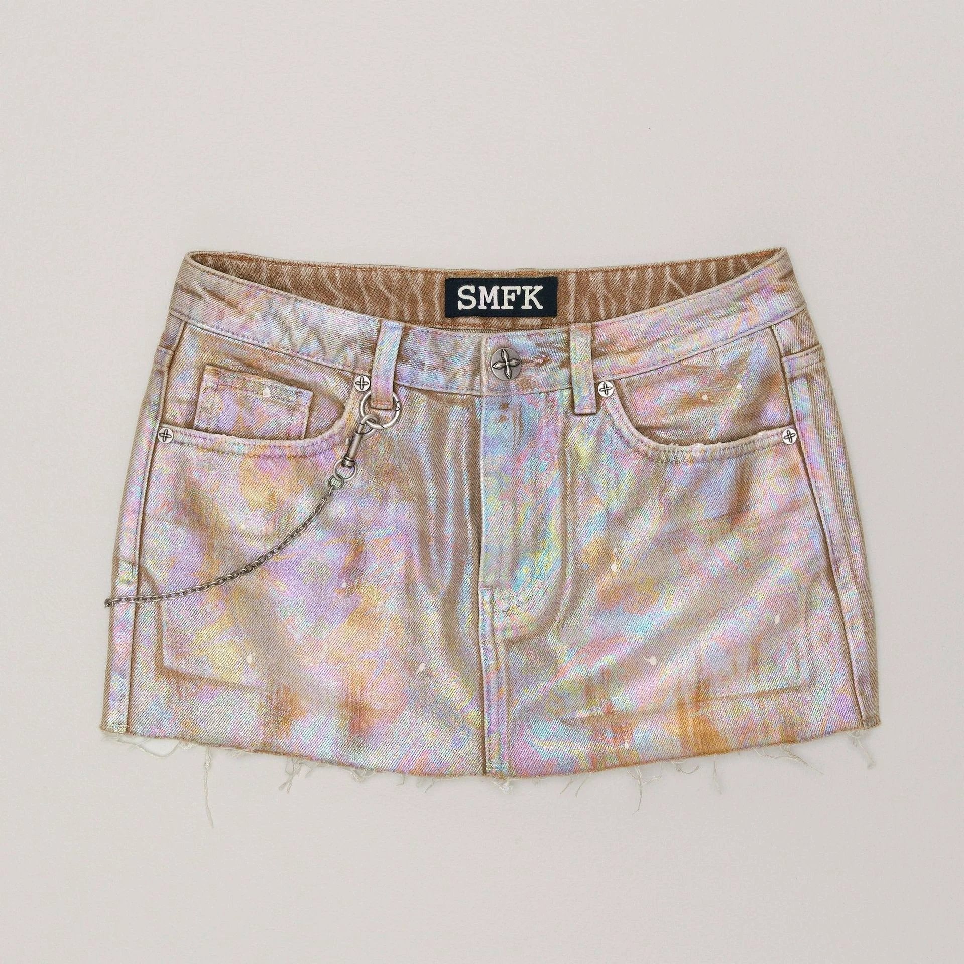 Handmade Wildland Holographic Denim Skirt by GJG Denim