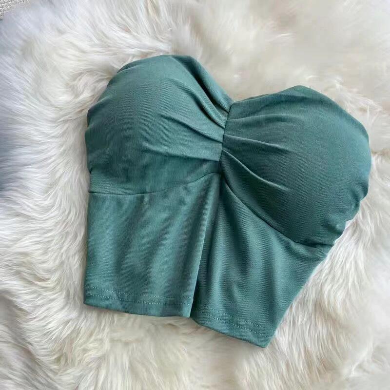 Outer Wear Wrapped Chest Strapless With Chest Pad Anti-exposure Inner Base Underwear by GJG Denim