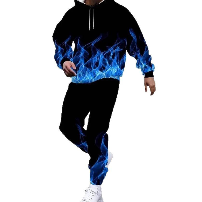 Men's Fashion Trendy Casual All-matching Hooded Sweatshirt And Sweatpants Suit by GJG Denim
